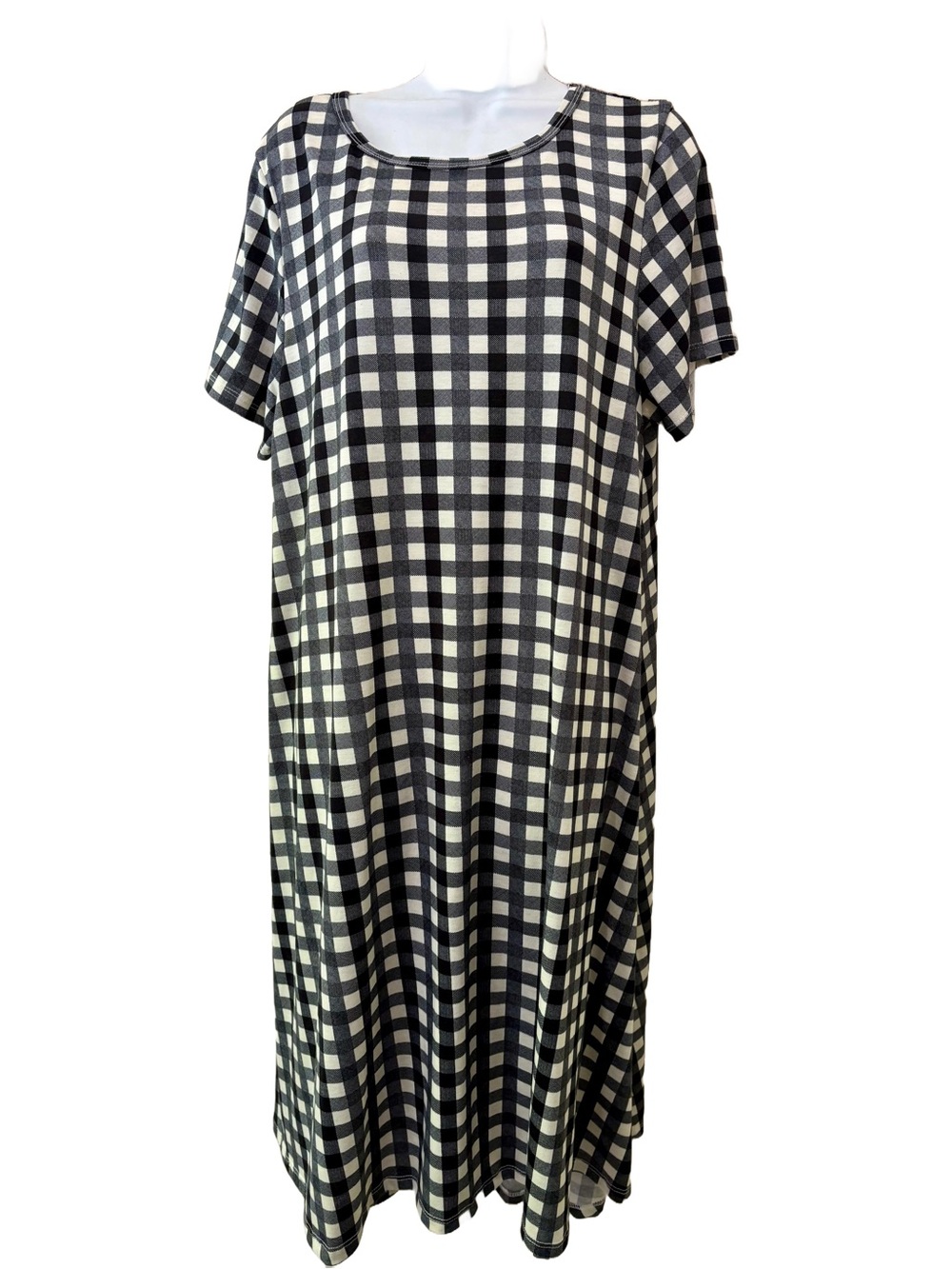 Lularoe Plus Size Carly Houndstooth Print Casual High Low Hemline Dress